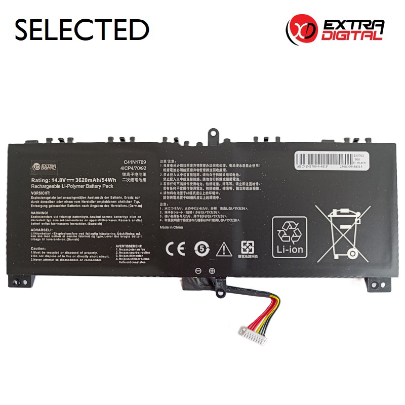 Kannettavan tietokoneen akku ASUS C41N1709, 3620 mAh, Extra Digital Selected