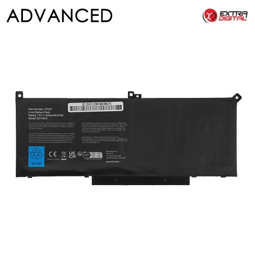 Kannettavan akku Dell F3YGT, 7200 mAh, Extra Digital Advanced