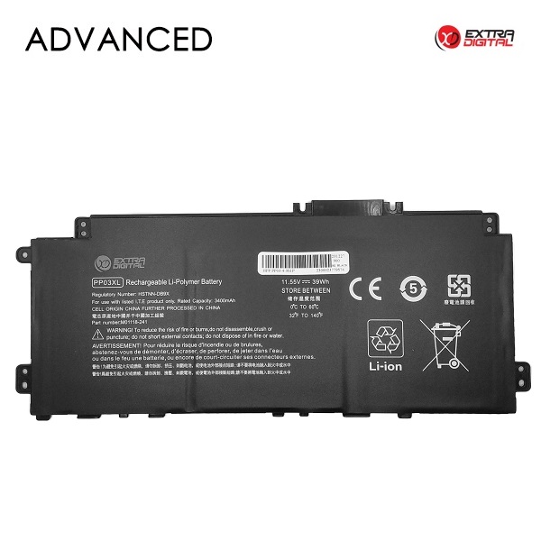 Kannettavan tietokoneen akku HP PP03XL, 3400 mAh, Extra Digital Advanced