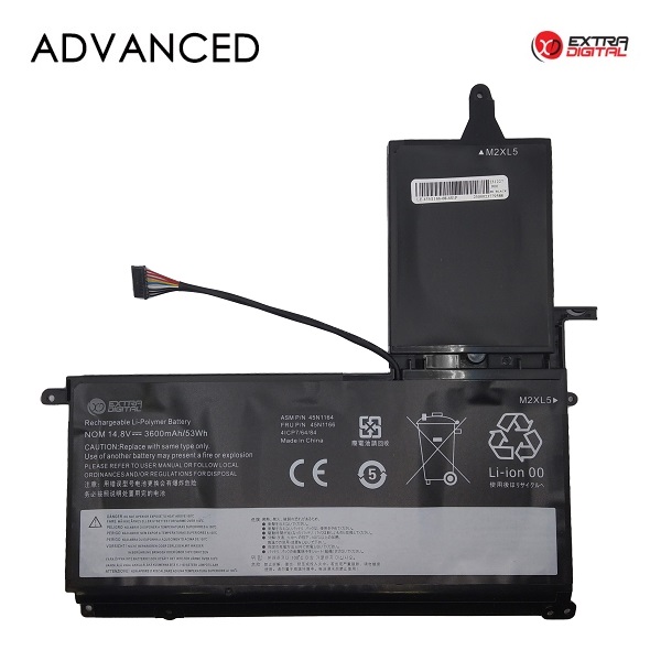 Kannettavan tietokoneen akku LENOVO 45N1166, 3600mAh, Extra Digital Advanced