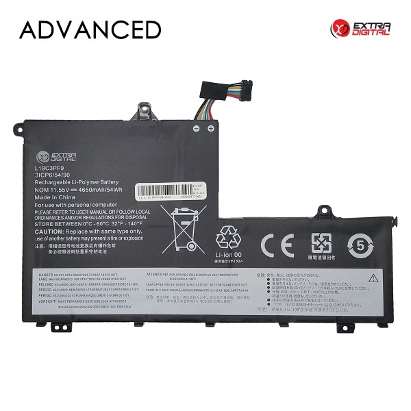 Kannettavan tietokoneen akku LENOVO L19C3PF9, 4650 mAh, Extra Digital Advanced