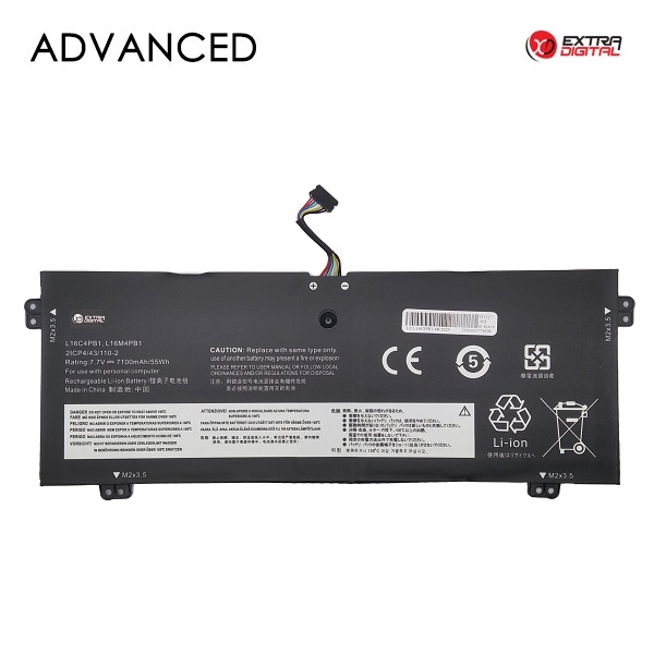 Kannettavan tietokoneen akku Lenovo L16C4PB1, 7100mAh, Extra Digital Advanced