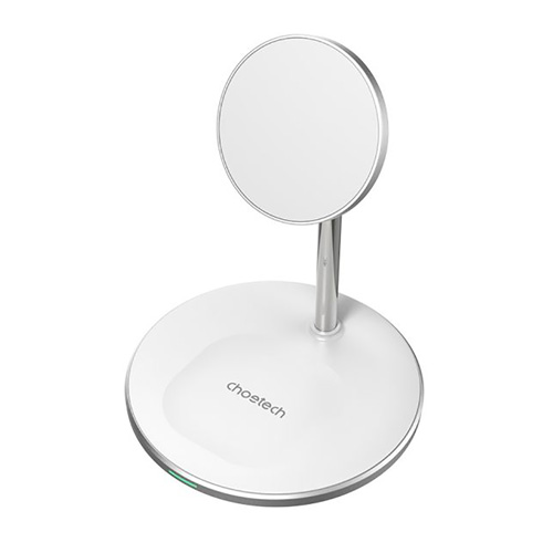 Magneettinen langaton laturi telineellä CHOETECH, 2in1, 15W, valkoinen