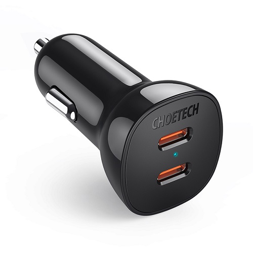 Laturi CHOETECH 2xUSB-C: 12-24 V, 40 W, QC3.0 + PD
