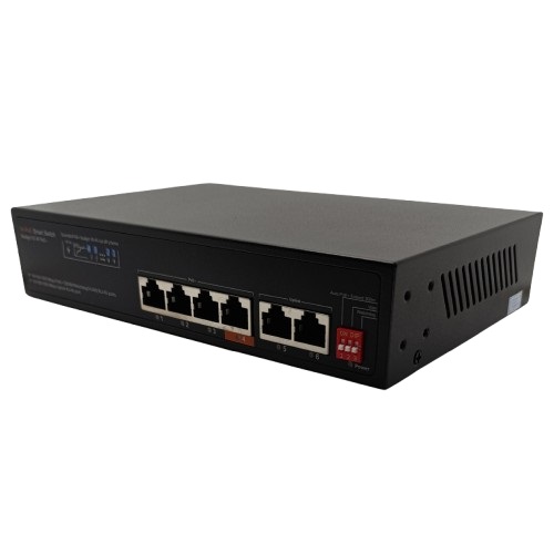Unmanaged 6-port Gigabit PoE switch with 4 PoE ports, 65 W