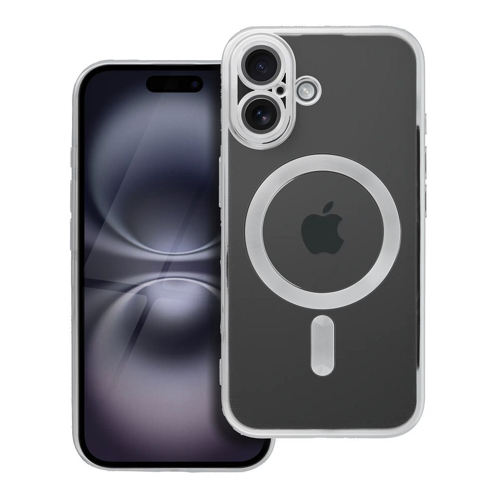 Suojakuori iPhone 16:lle Electro Mag Cover yhteensopiva MagSafe-version kanssa hopeinen