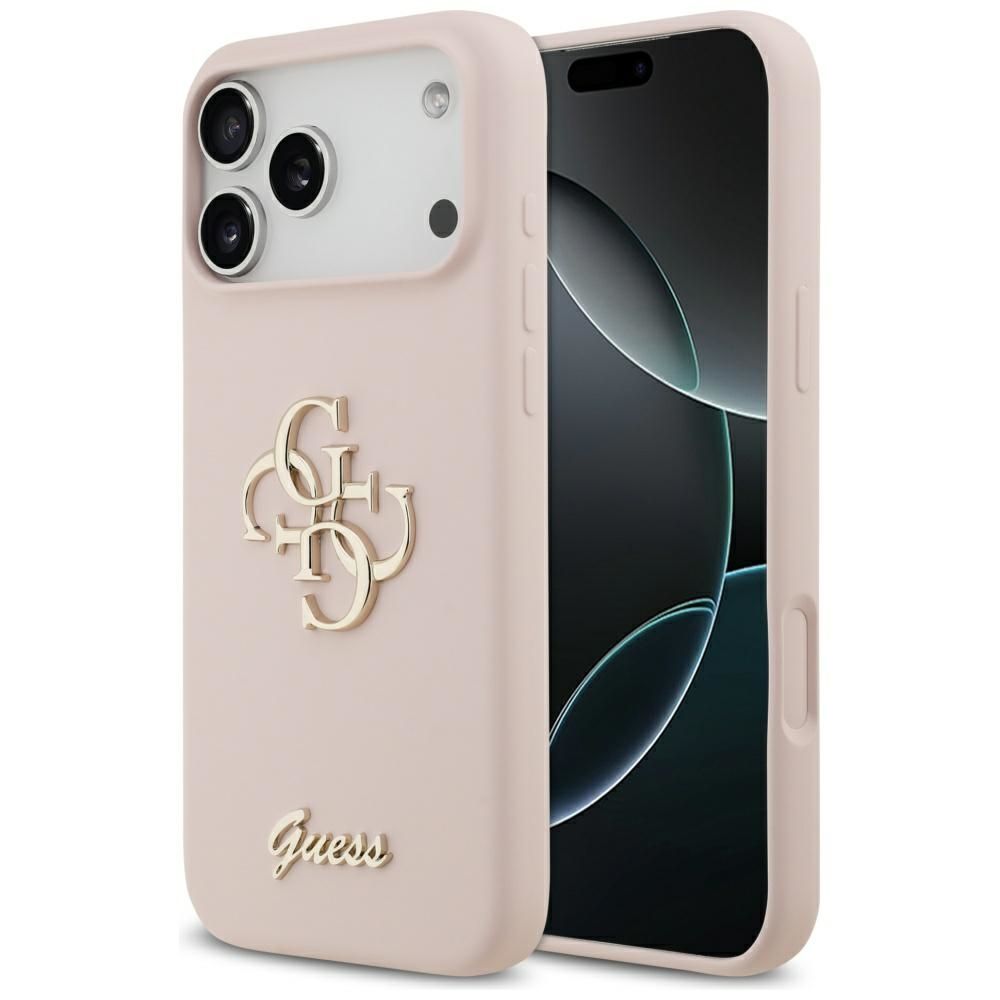 Guess Silicone Big 4G Script -suojakuori iPhone 17 Pro Max - pinkki