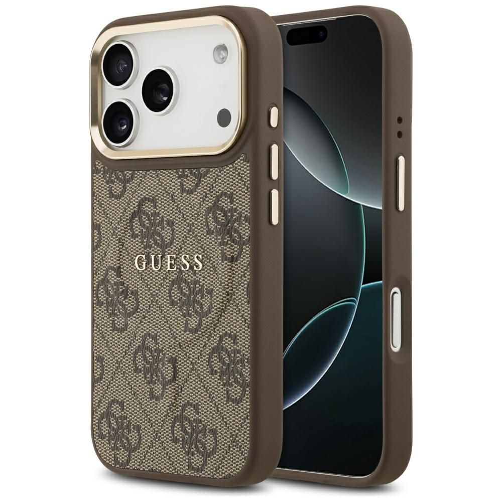 Guess 4G PU Classic Logo MagSafe -suojakuori iPhone 17 Pro - ruskea