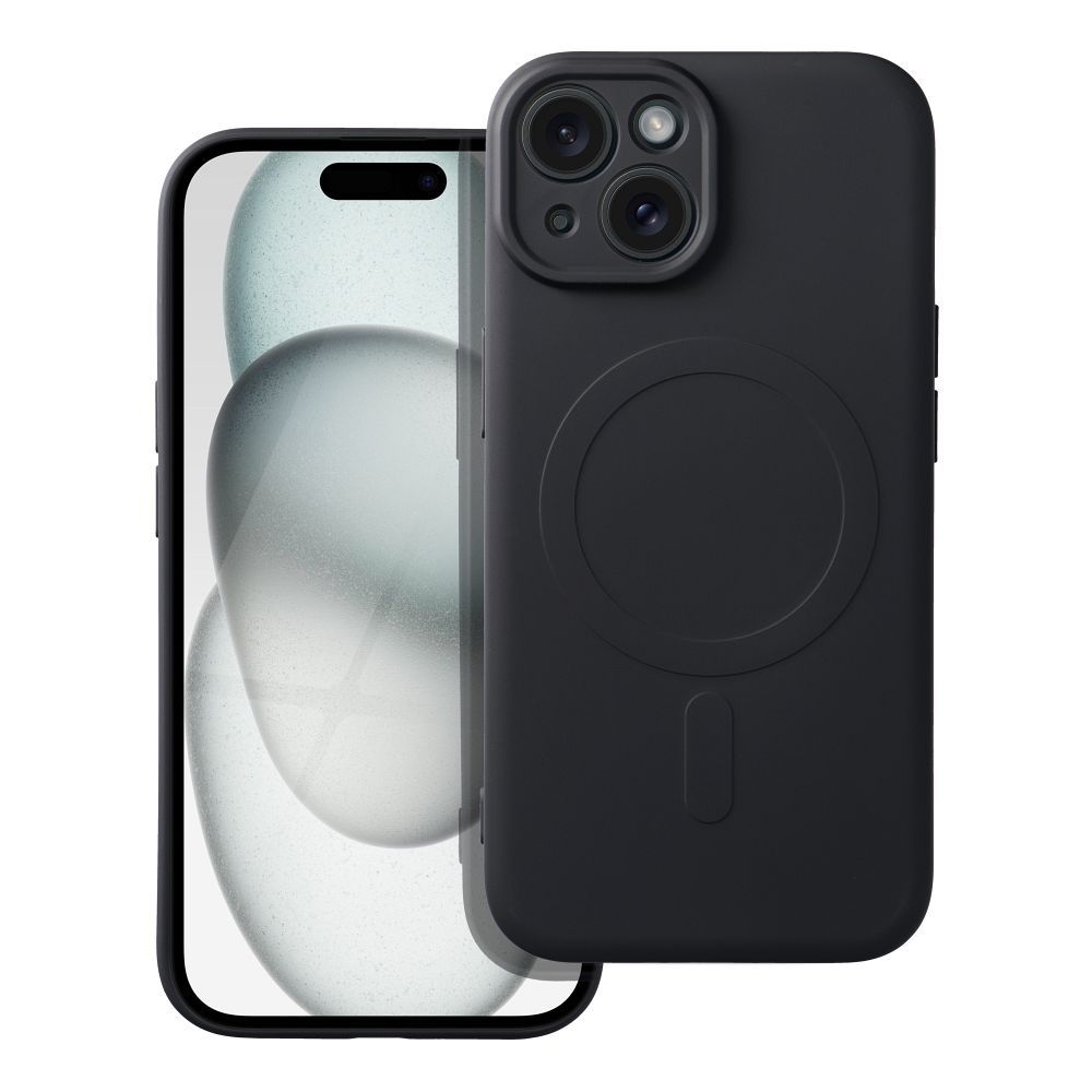 Case for iPhone 15 Silicone Mag Cover compatible with MagSafe (camera protection) black