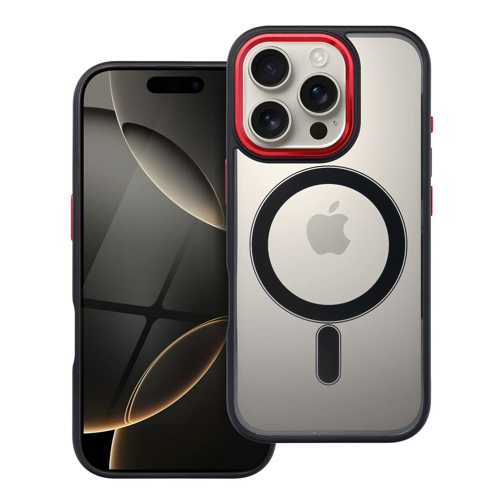 Suojakuori iPhone 16 PRO:lle Color Edge Mag Cover yhteensopiva MagSafe musta-punainen