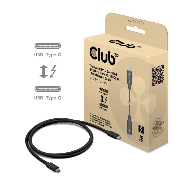 USB-C Thunderbolt -kaapeli 1M/M/M CAC-2501 Club3D