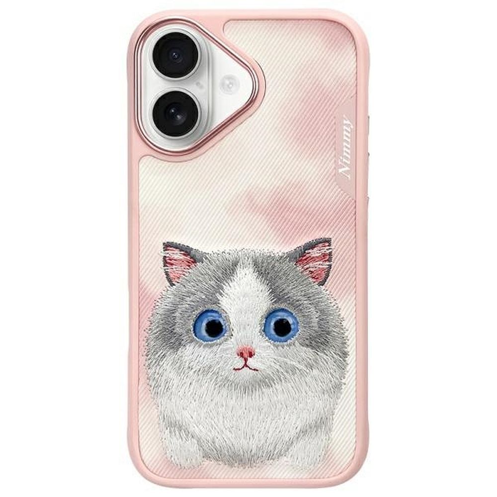 NIMMY Suojakuori BIG EYED PET 2.0 Kissa iPhone 16:lle vaaleanpunainen