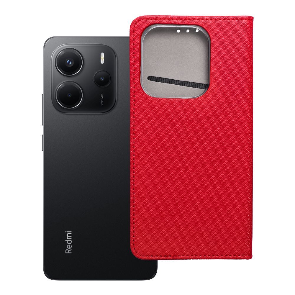 SMART CASE kirjamallinen kotelo puhelimelle XIAOMI Redmi Note 14 4G (GLOBAL - 163,25mm x 76,55mm x 8,16mm) punainen