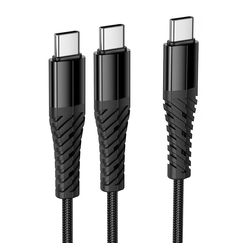 Hoco 2-in-1 USB-C - USB-C+C -kaapeli 1 m X123 - musta