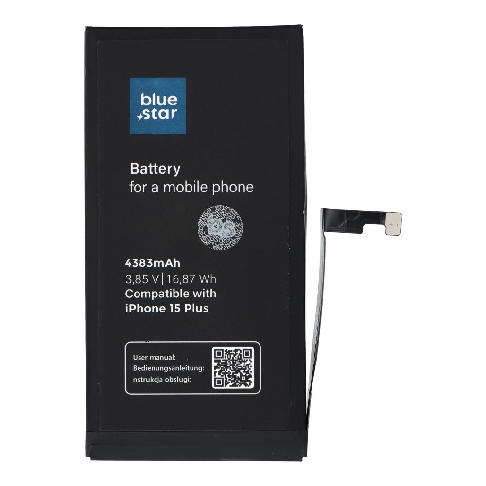 Akku iPhone 15 PLUS:lle 4383 mAh Blue Star HQ