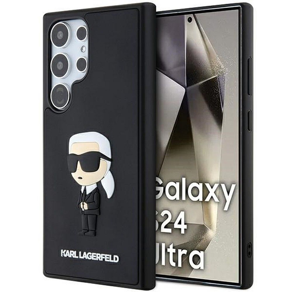 Karl Lagerfeld 3D Rubber Ikonik NFT Suojakuori Samsung Galaxy S24 Ultra:lle - musta