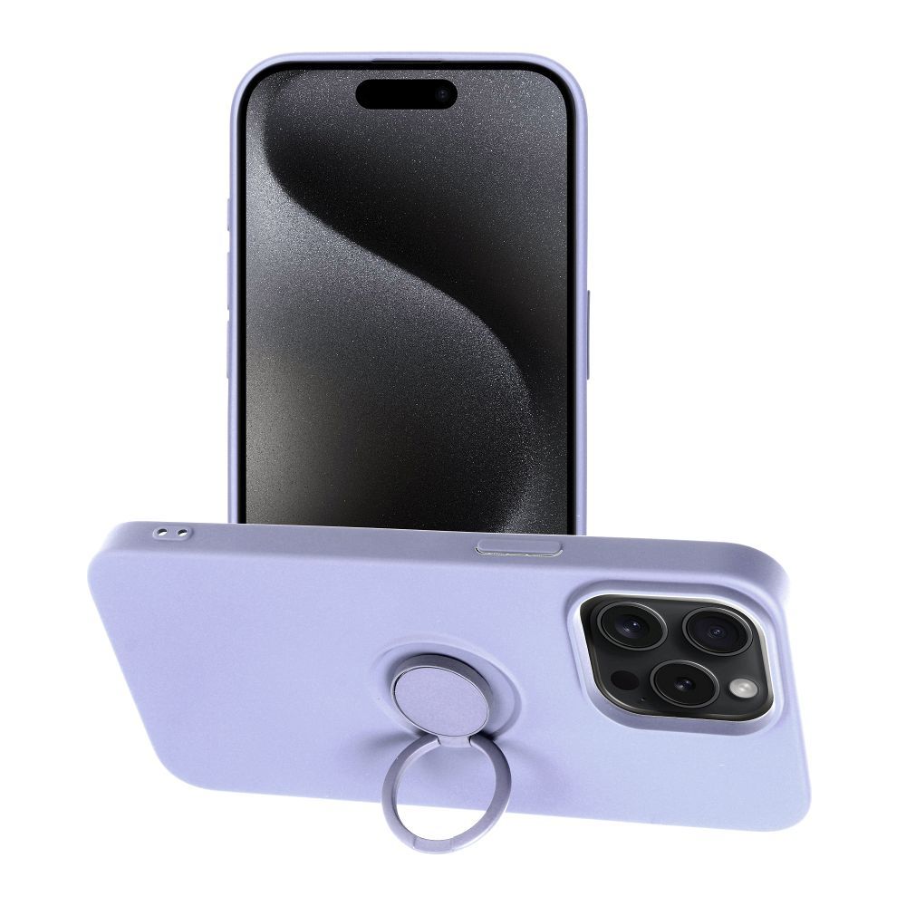 Silikoninen Suojakuori Renkaalla iPhone 15 PRO MAX:lle violetti
