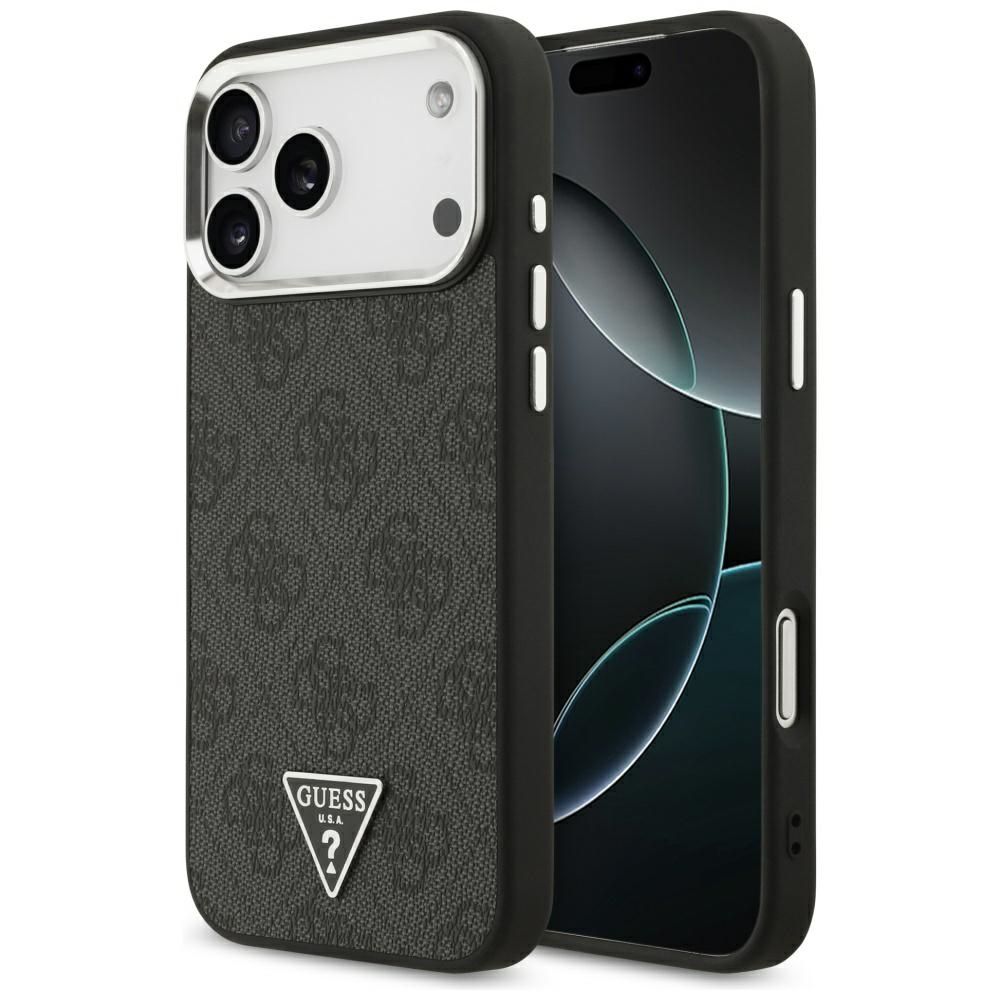 Guess MagSafe-yhteensopiva Suojakuori iPhone 17 Pro Max:lle GUHMP17XP4TSRCMK (PU 4G W/Triangle Logo SL) Musta