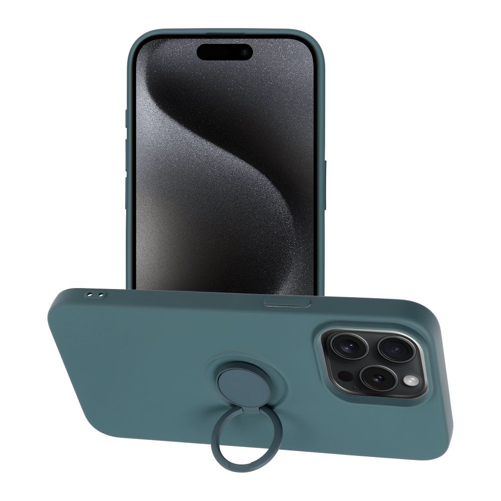 Silikoninen Suojakuori Renkaalla iPhone 15 PRO MAX:lle vihreä