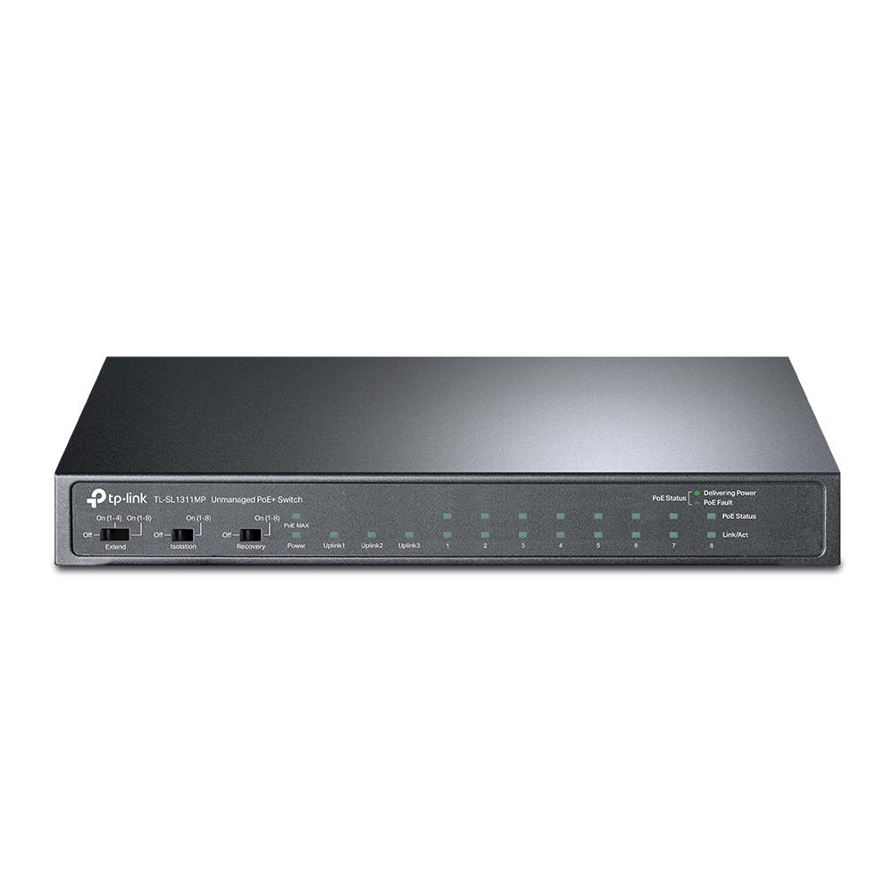 TP-Link TL-SL1311MP kytkin, 1x10Base-T/100Base-TX, 8 PoE+-porttia, 124W
