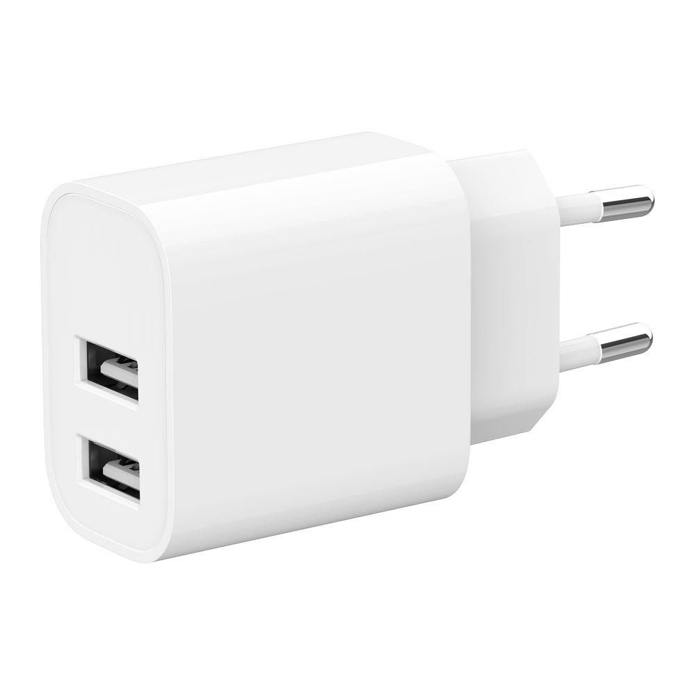 Yleis-USB-laturi valkoinen/2P TA-UC-2A12-01 GEMBIRD