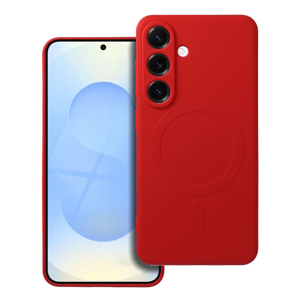 Silikoninen Mag Cover Samsung S25:lle yhteensopiva MagSafen kanssa punainen