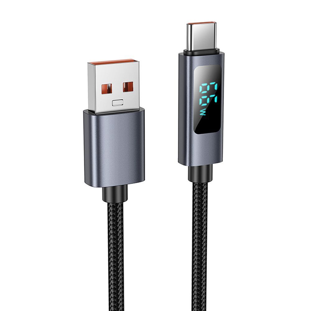 Hoco USB-A - USB-C -kaapeli 5A näytöllä 1 m X112 - musta