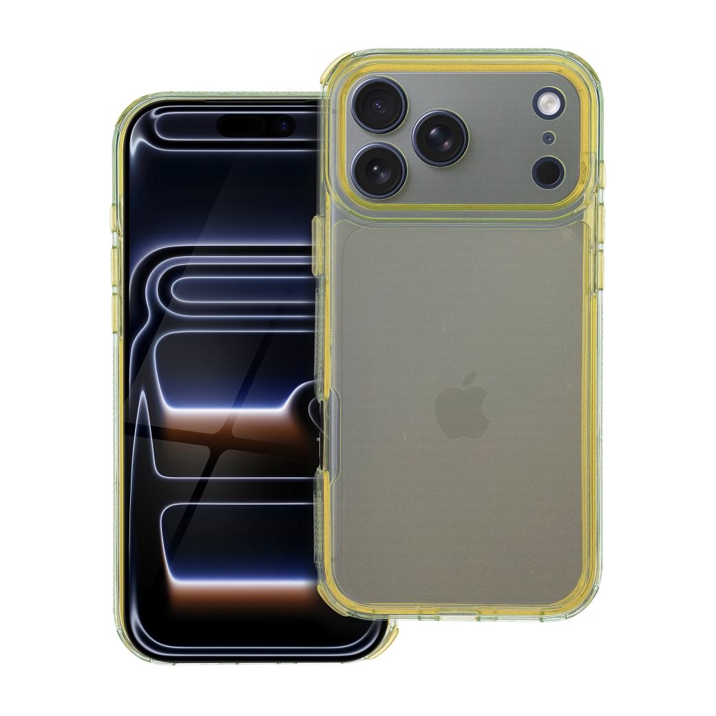 Suojakuori iPhone 17 PRO MAX:lle Matrix Clear keltainen