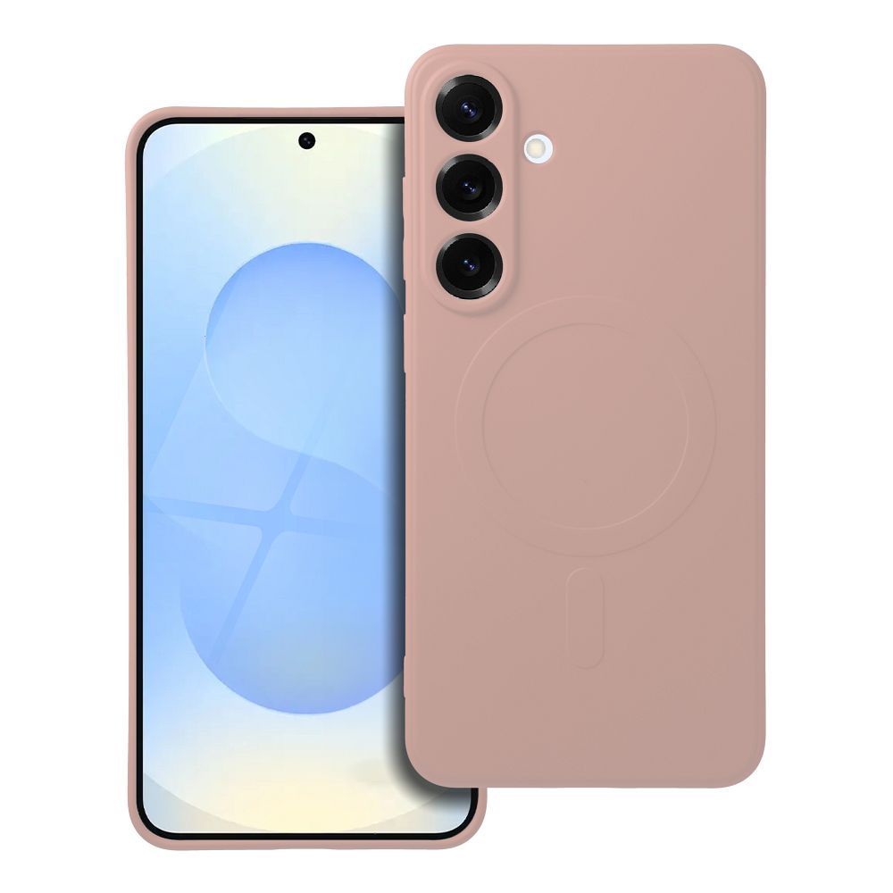 Silikoninen Mag Cover Samsung S25 PLUS:lle yhteensopiva MagSafen kanssa vaaleanpunainen
