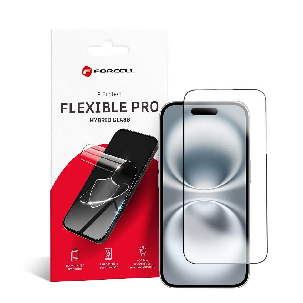 Forcell 5D suojalasi iPhone 16 - musta