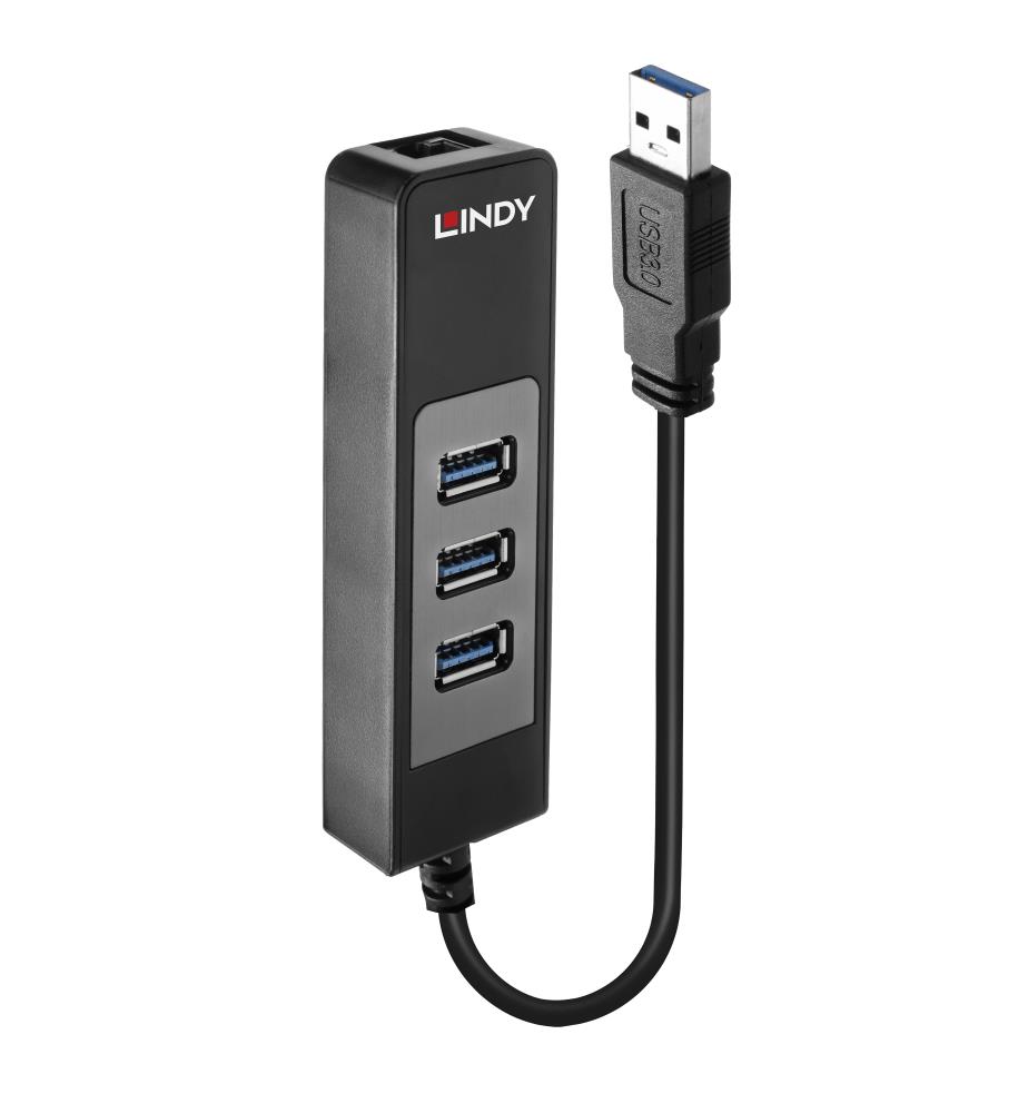 USB 3 -keskitin ja LAN-sovitin/43176 LINDY