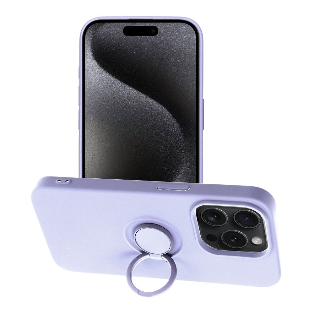 Silikoninen Suojakuori Renkaalla iPhone 15 PRO:lle violetti