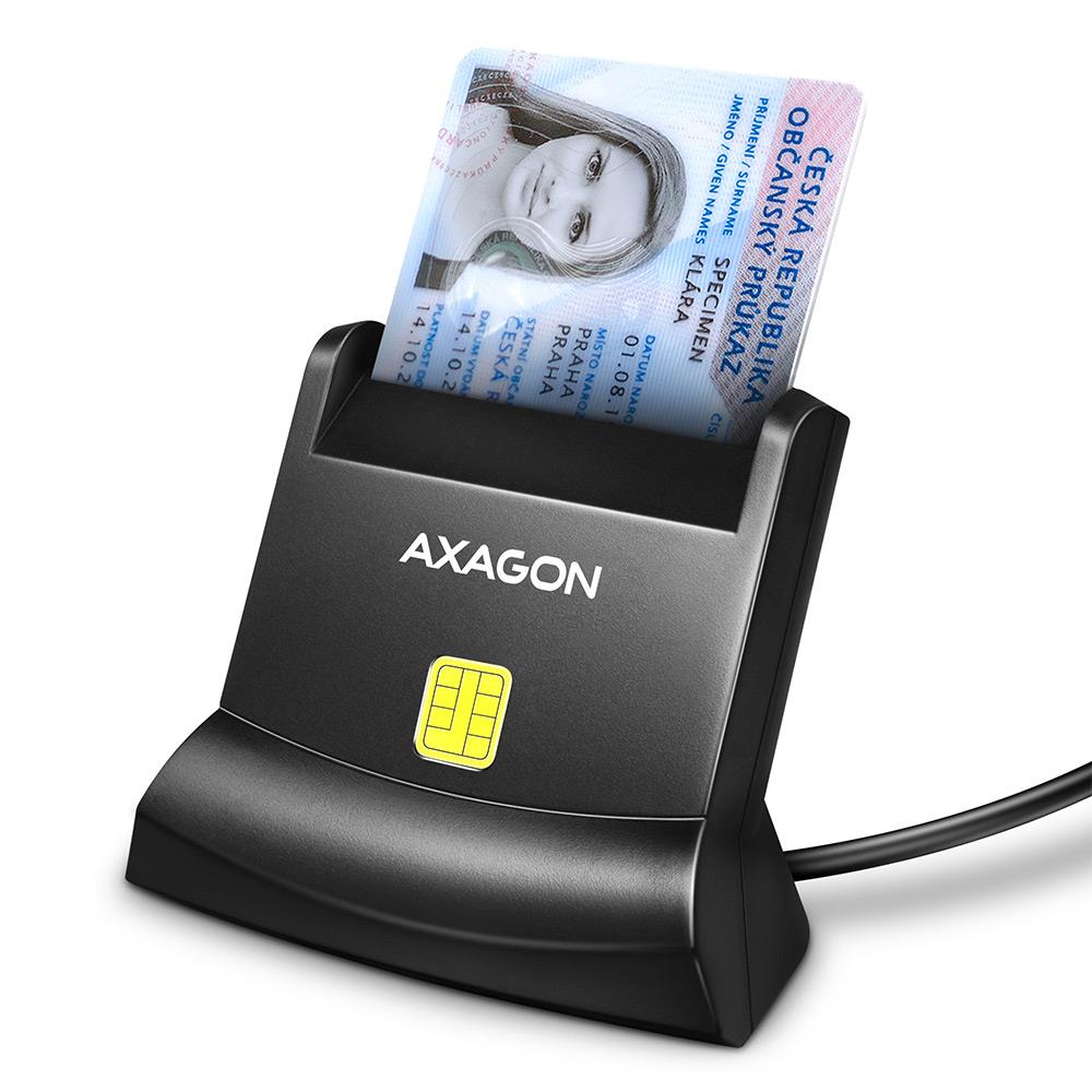 Axagon älykortinlukija telineellä ID-kortille USB 2.0 1,3m CRE-SM4N