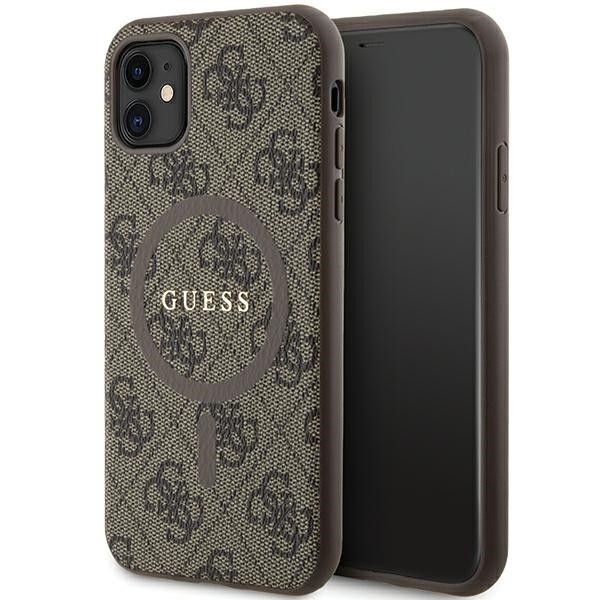 Guess 4G Ring Classic Logo MagSafe Suojakuori iPhone 11:lle - ruskea