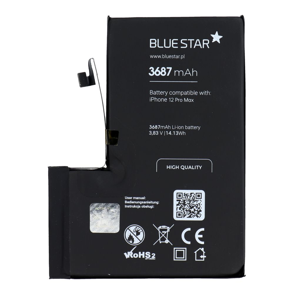 Akku iPhone 12 PRO MAX:lle 3687 mAh Blue Star HQ