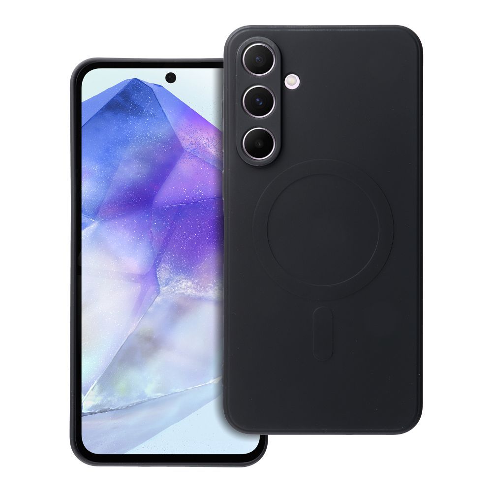 Silikoninen Mag Cover Samsung A55:lle yhteensopiva MagSafen kanssa musta