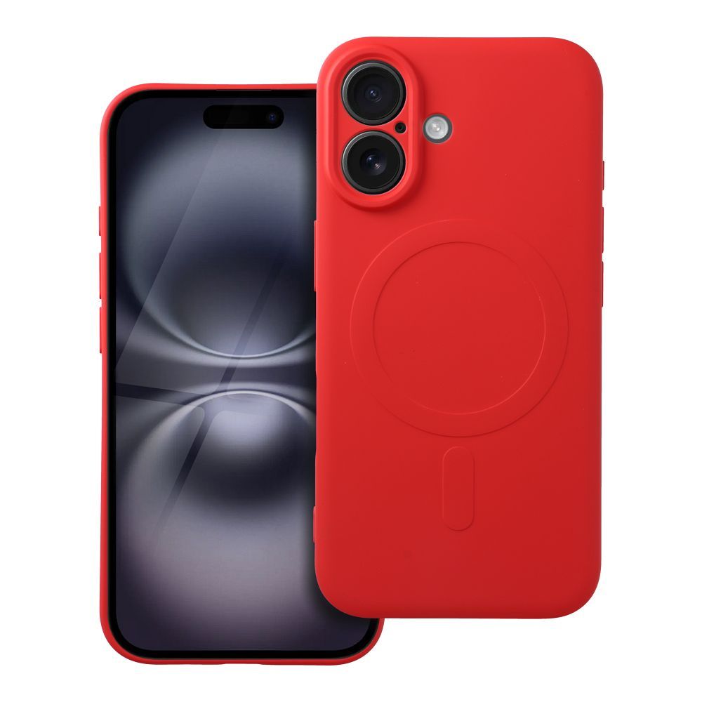 Silikoninen Mag Cover iPhone 16:lle yhteensopiva MagSafen kanssa punainen