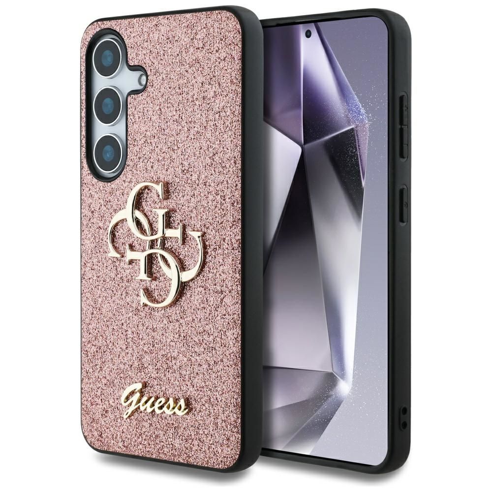 GUESS Suojakuori Samsung S25:lle GUHCS25SHG4SGP (Fixed Glitter Big 4G) Vaaleanpunainen