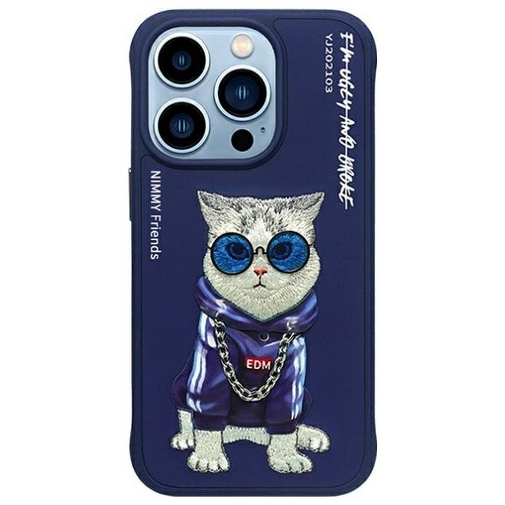 NIMMY Suojakuori GLASSES COOL CAT iPhone 15 Pro:lle sininen