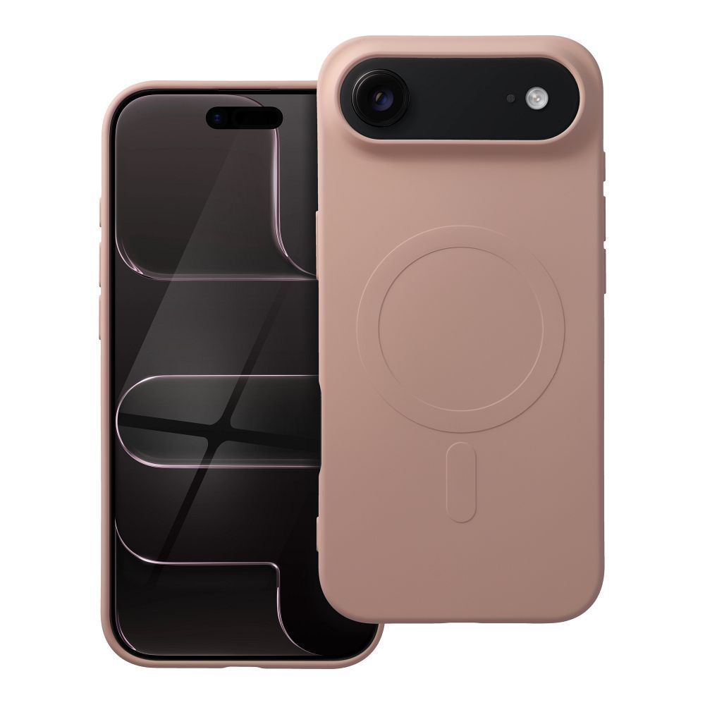 Silikoninen Mag Cover iPhone 17 AIR:lle MagSafe-yhteensopiva (iso reikä) vaaleanpunainen