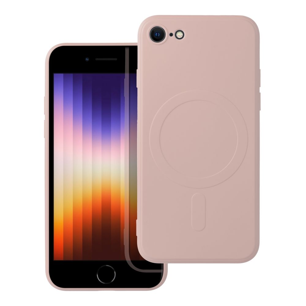 Silikoninen Mag Cover -kuori, yhteensopiva MagSafe-tekniikan kanssa, iPhone 7 / 8 / SE 2020 / SE 2022 vaaleanpunainen