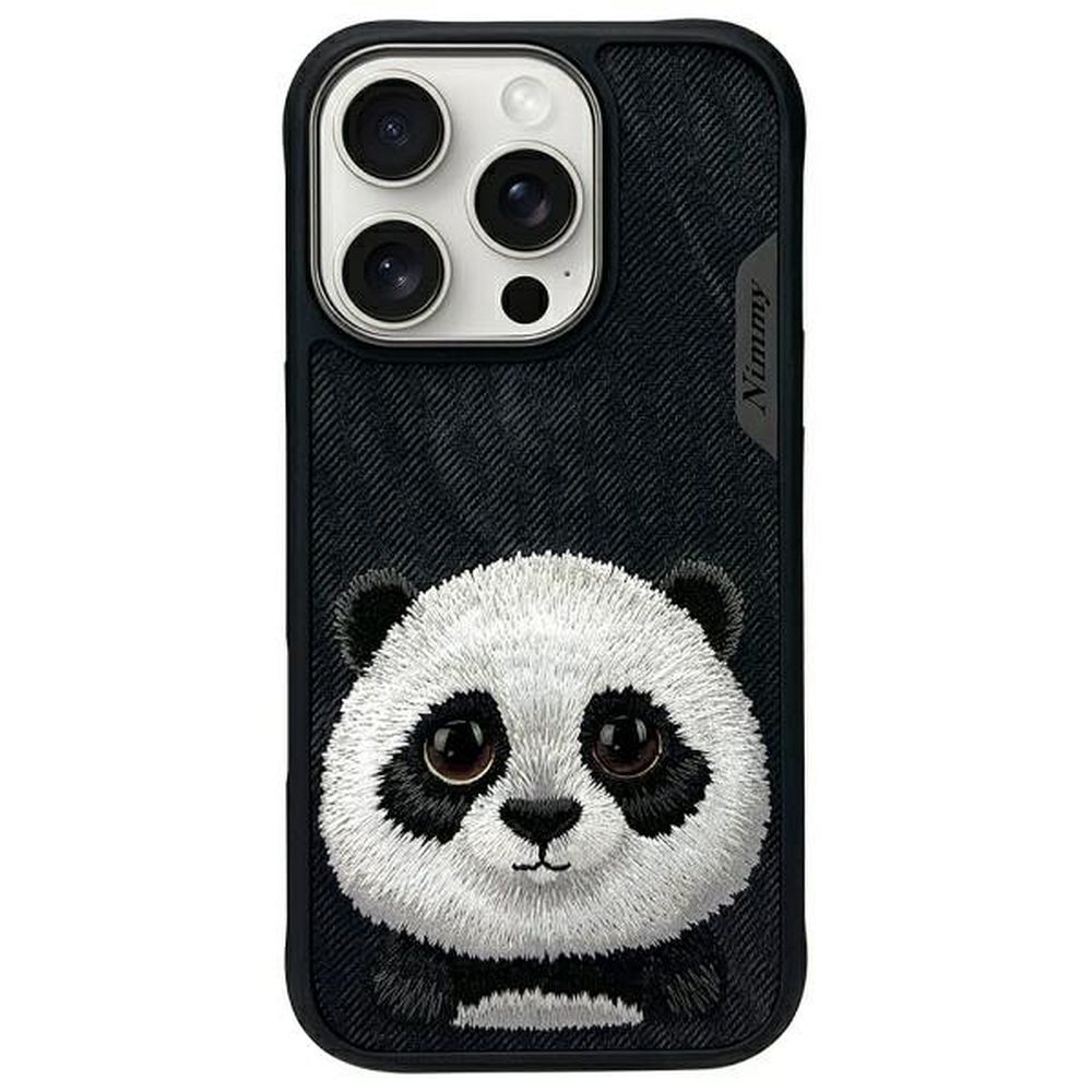 NIMMY Suojakuori BIG EYED PET 2.0 Panda iPhone 16 Pro:lle musta