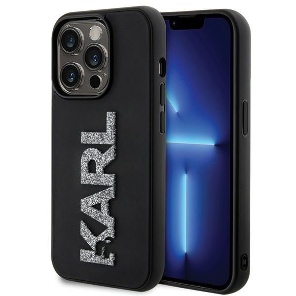 Karl Lagerfeld Suojakuori iPhone 15 Pro Max:lle KLHCP15X3DMBKCK (3D Logo Glitter) musta