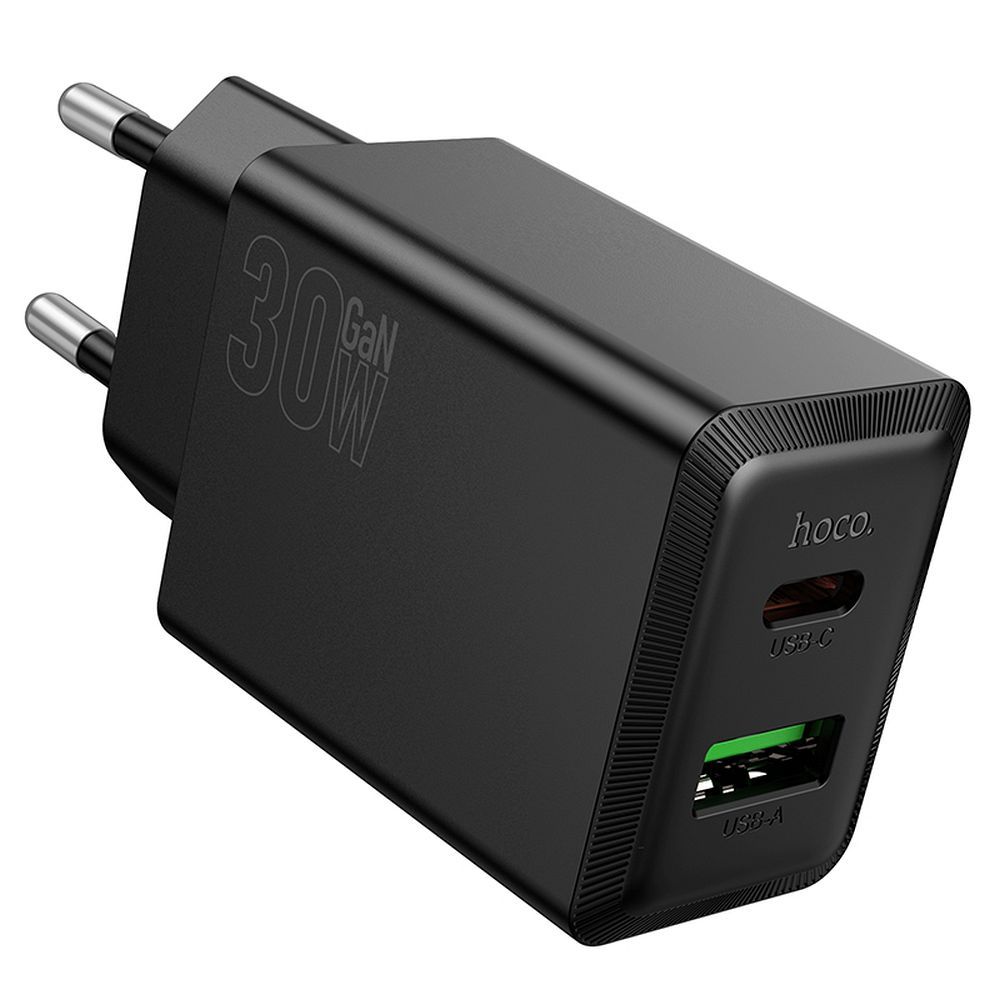 Laturi Hoco N71 (1xUSB-C; 1xUSB 30W) musta