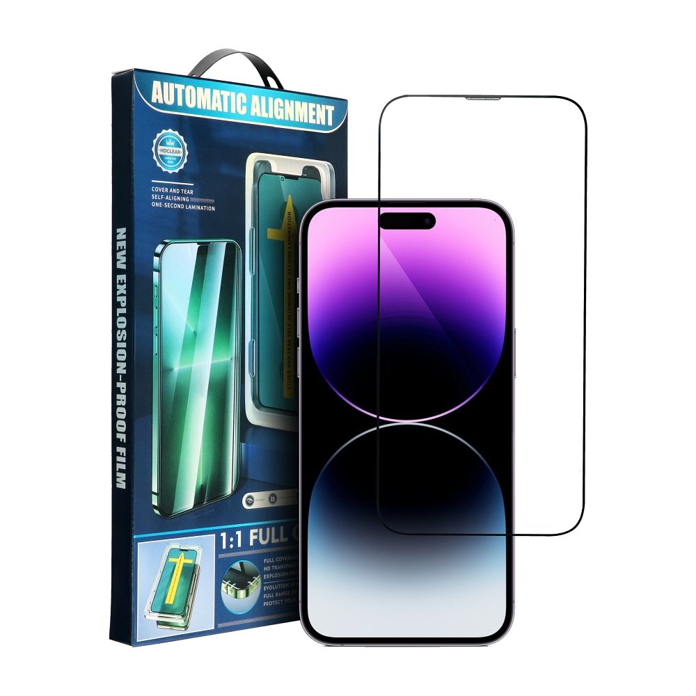 5D Full Glue Karkaistu lasi iPhone 17 Air:lle musta + levitystyökalu