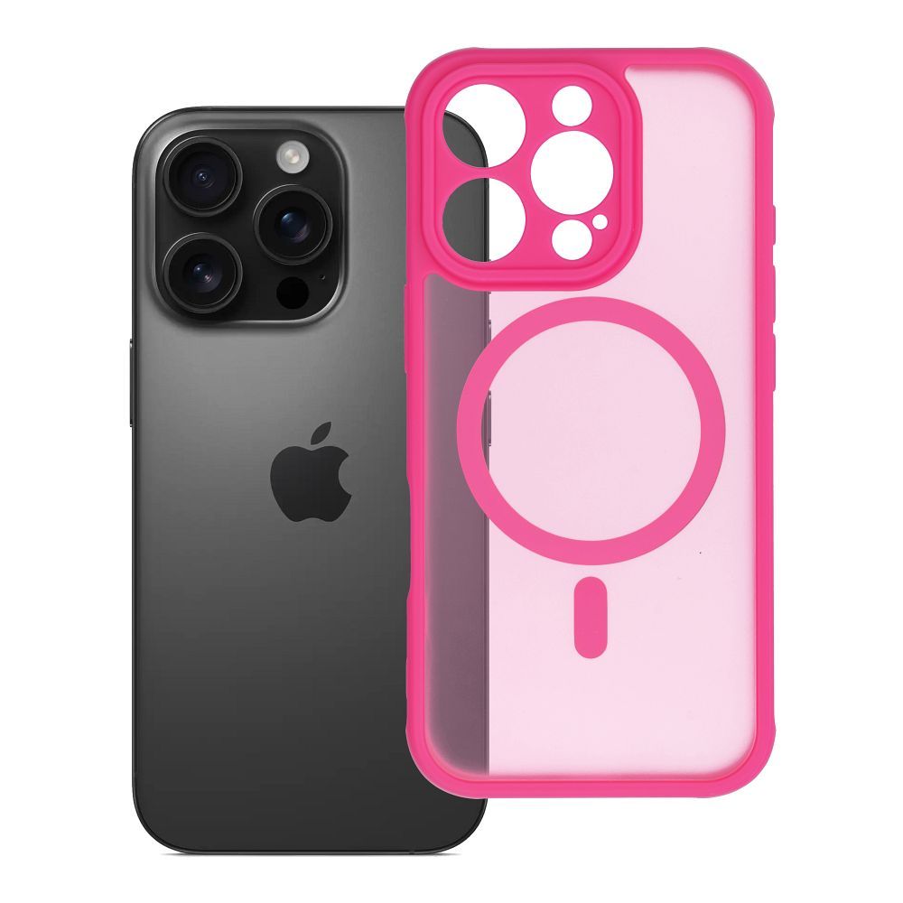 Suojakuori iPhone 16 PRO:lle Full Matte Mag Cover yhteensopiva MagSafe vaaleanpunainen
