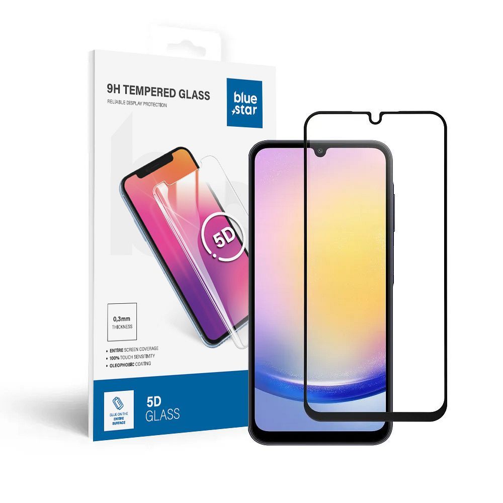 Suojalasi Blue Star - SAMSUNG A25 5G koko näyttö (kehyksellä, pieni koko) - musta