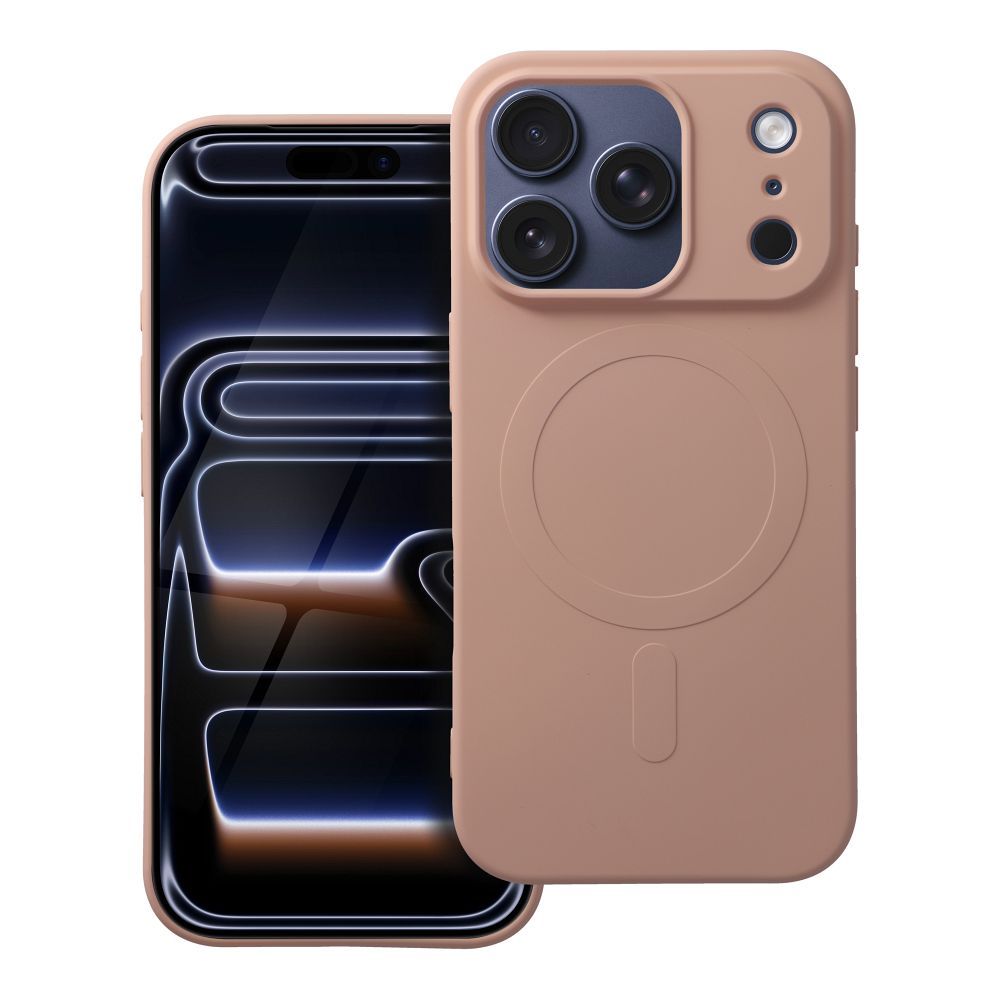 Silikoninen Mag Cover iPhone 17 PRO:lle MagSafe-yhteensopiva (iso reikä) vaaleanpunainen