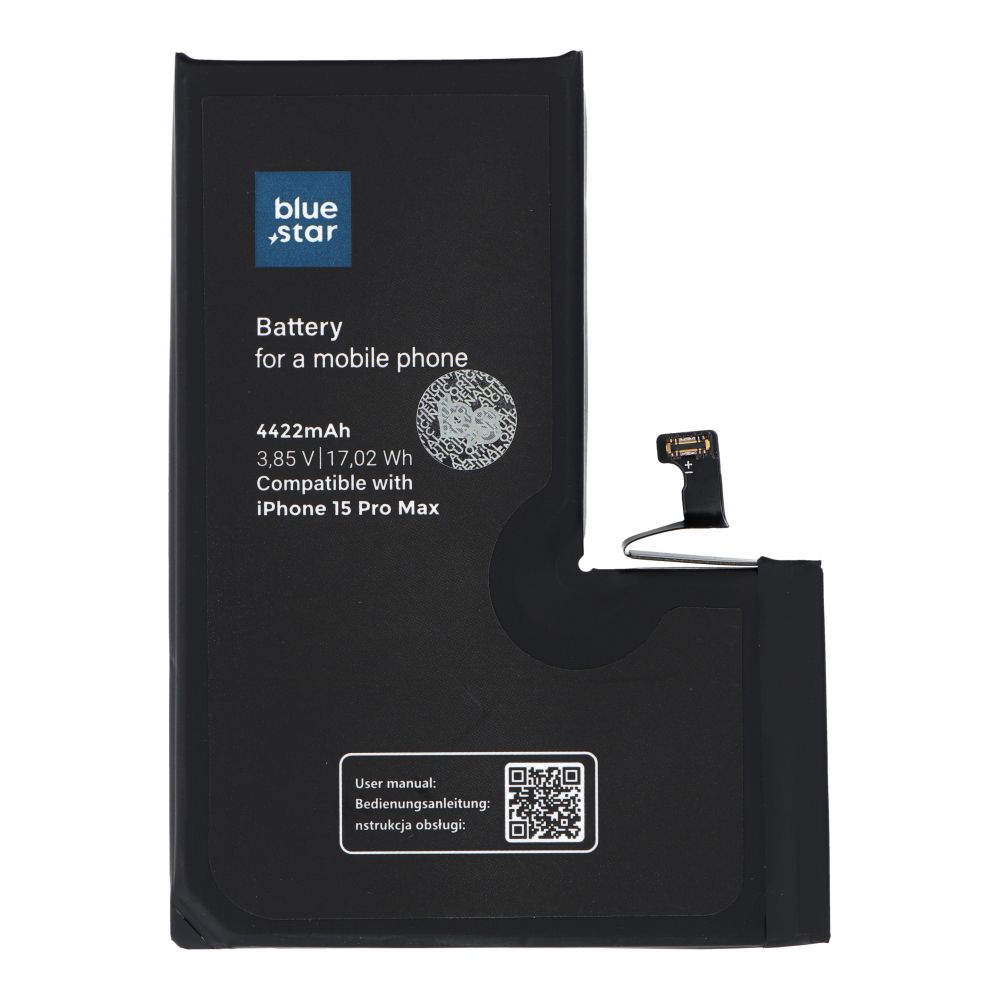 Akku iPhone 15 PRO MAX:lle 4422 mAh Blue Star HQ