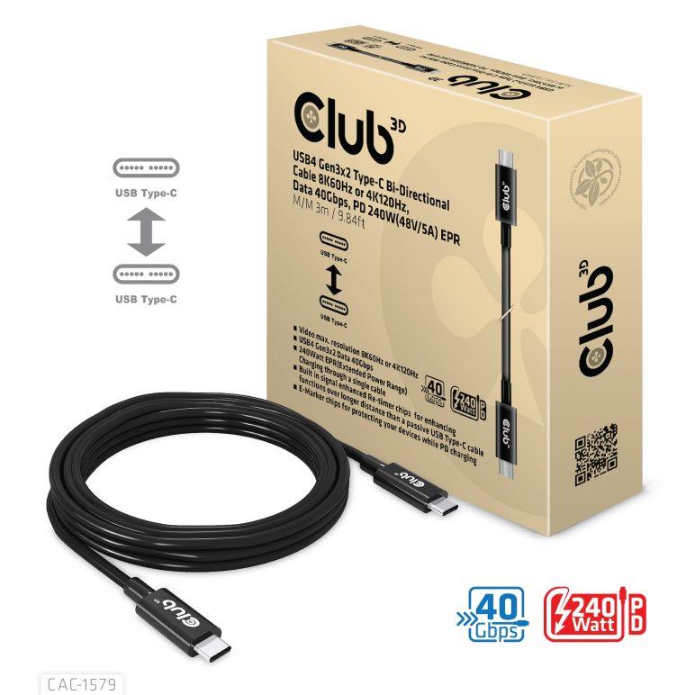 Club3D CAC-1579 USB-C-kaapeli 3m M/M